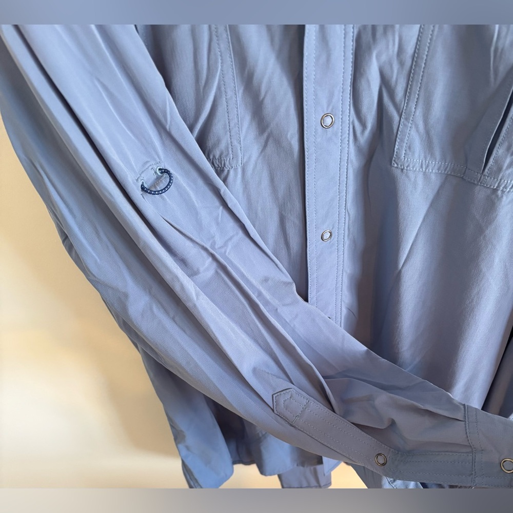 Orvis Light Blue Shirt with Orange Trim - Picture 4 of 4